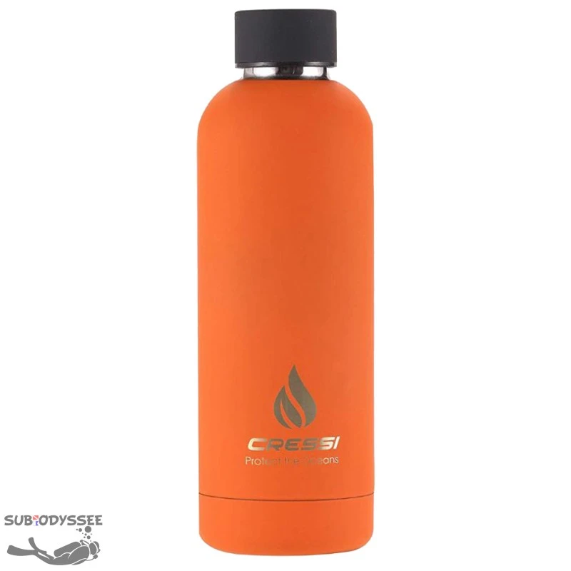 Bouteille THERMOS 500ml Caoutchouc ORANGE NOIR - Cressi 1 Bouteille THERMOS 500ml Caoutchouc ORANGE NOIR - Cressi