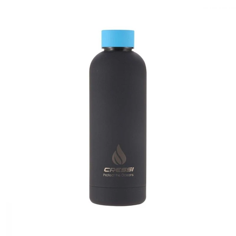 Bouteille THERMOS 500ml Caoutchouc NOIR BLEU - Cressi 2 Bouteille THERMOS 500ml Caoutchouc NOIR BLEU - Cressi – Image 2