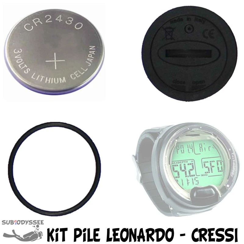 Kit Pile + Joint + Capot Pour Ordinateur LEONARDO - Cressi 1 Kit Pile + Joint + Capot Pour Ordinateur LEONARDO - Cressi