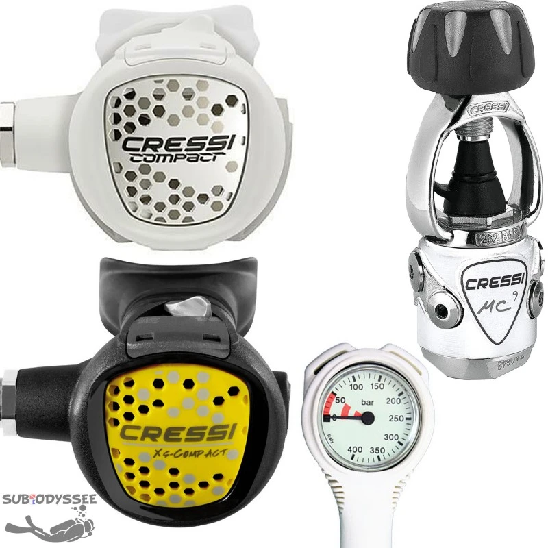 MC9 COMPACT White Pack Détendeur + Octopus Compact + Manomètre Blanc - Cressi 1 MC9 COMPACT White Pack Détendeur + Octopus Compact + Manomètre Blanc - Cressi